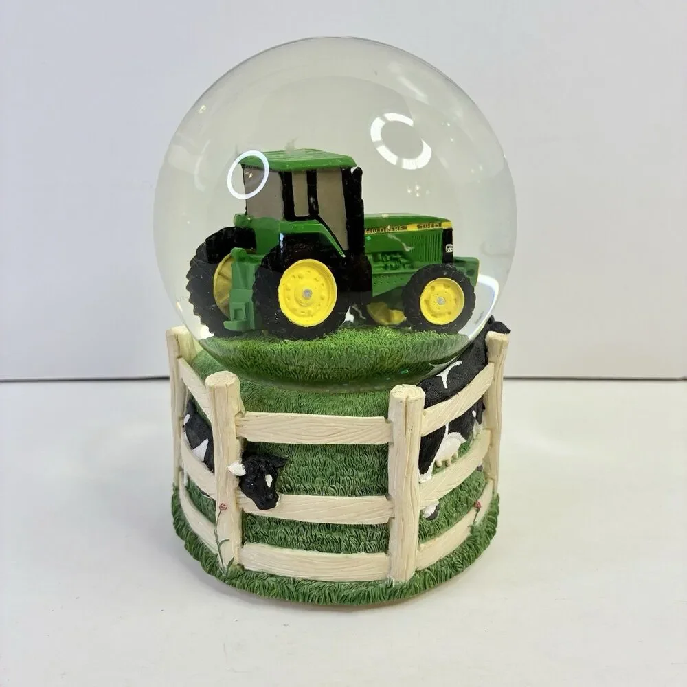 John Deere Enesco Musical Snow Globe Plays “ Down by the Old Mill Stream” NICE!